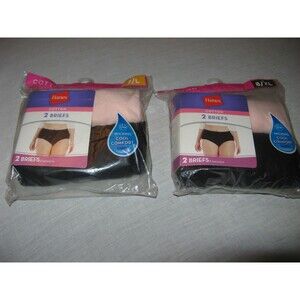 Womens Hanes Cotton Briefs Panties Underwear 2 Packs of 2 Pairs Each Size L & XL